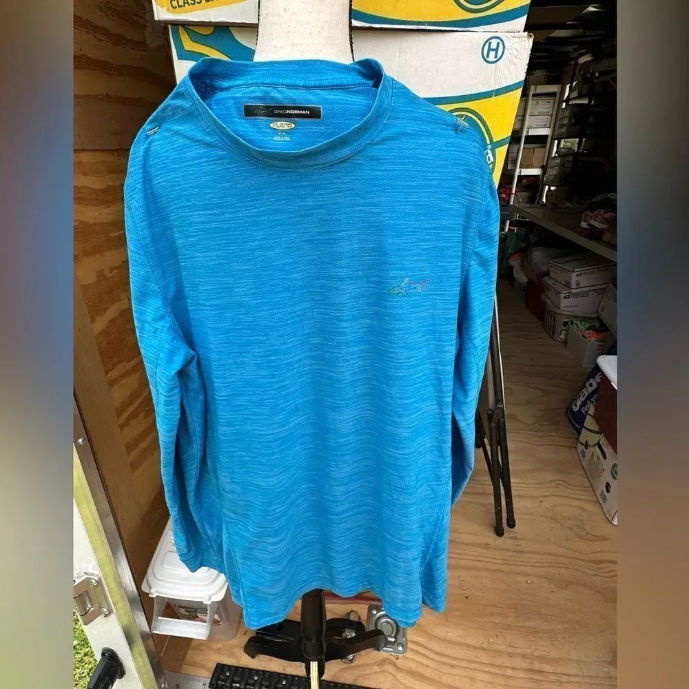Greg Norman Aqua Blue Long Sleeve Shirt